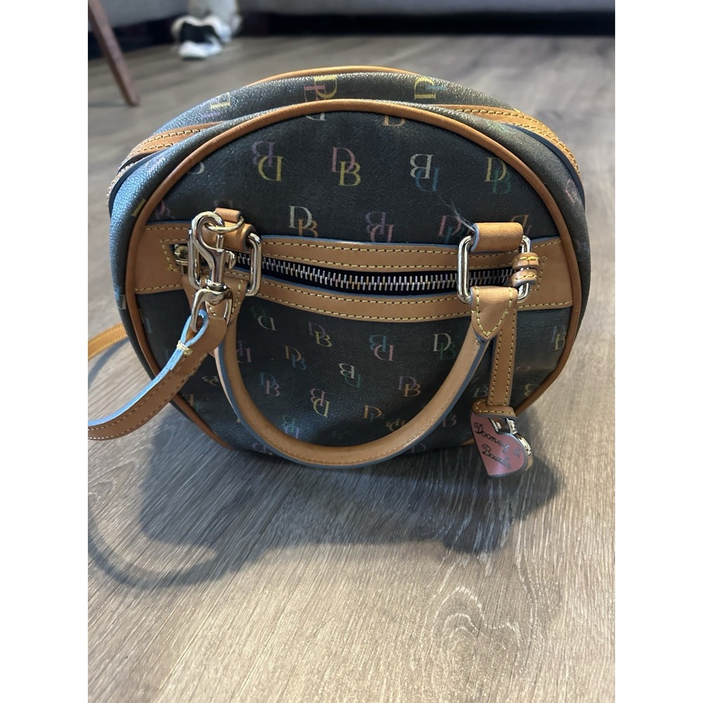 Vintage Dooney & Bourke Round Bag with Handles / Crossover Strap Tan